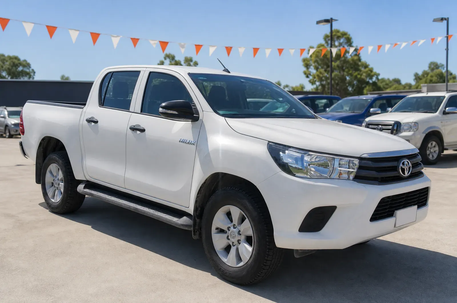 Used Toyota HiLux SR double cab parked on a car yard